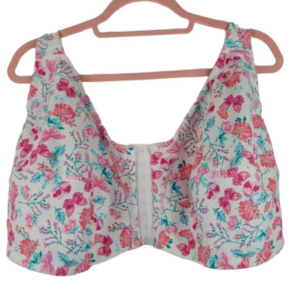 Comfort Choice Pink Floral No Underwire Lounge Bra 54G
